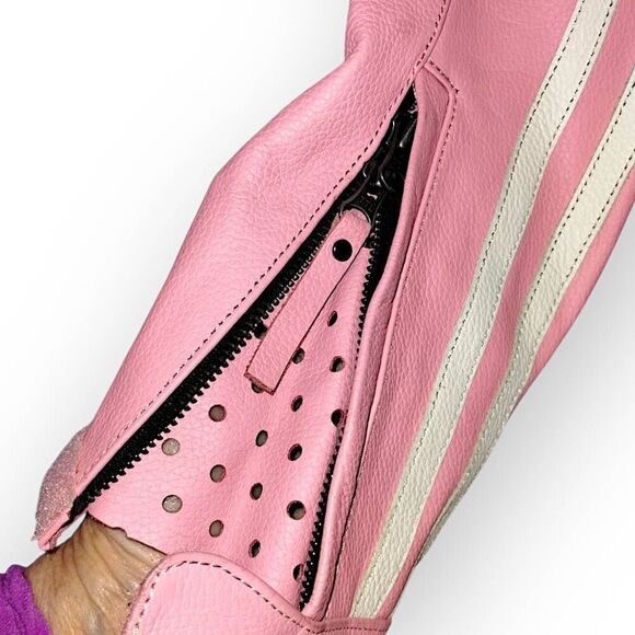 First Gear Womens Jacket Sz Small Petal Pink Faux Leather Pockets Biker‎ Moto - Picture 8 of 16